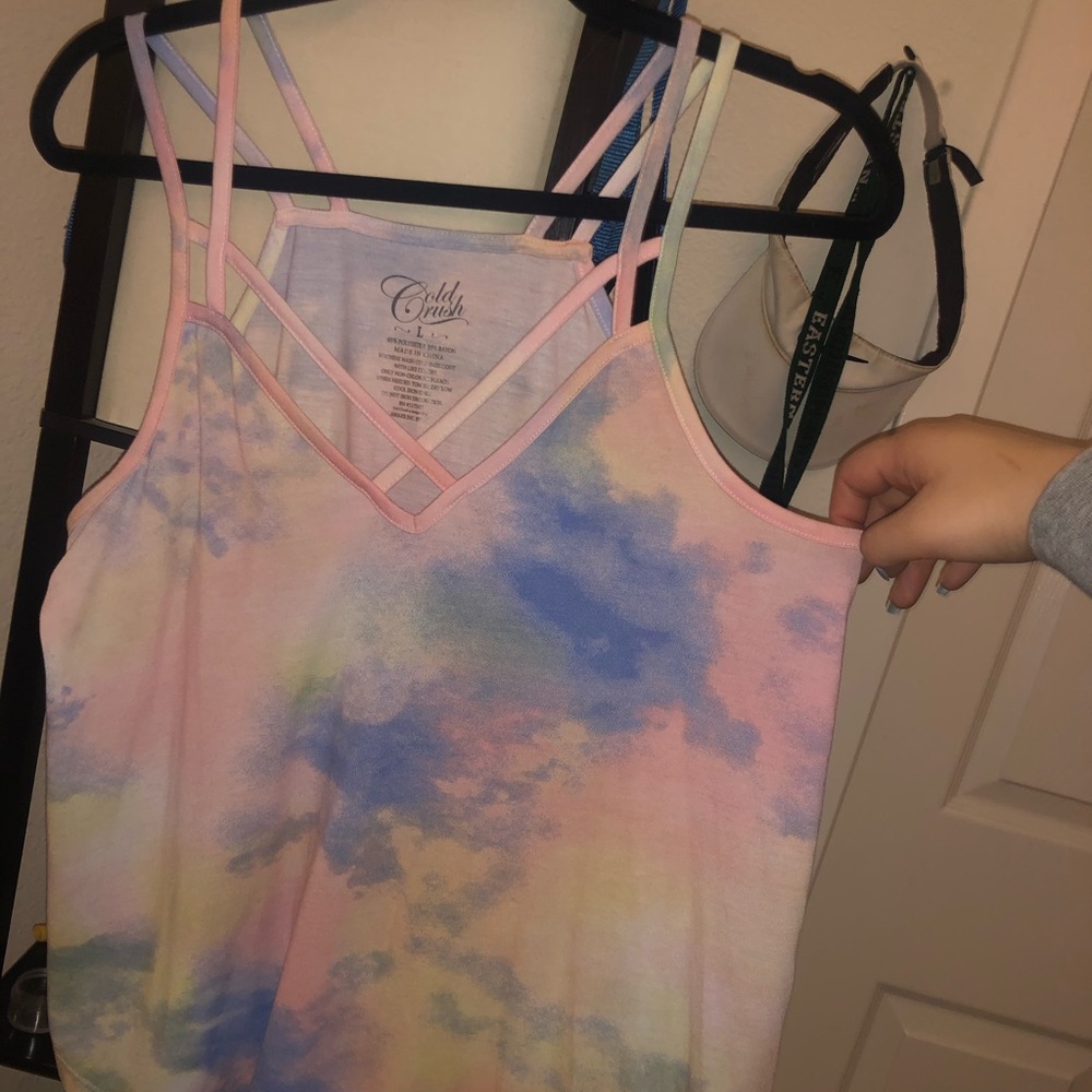Tue die strappy tank top